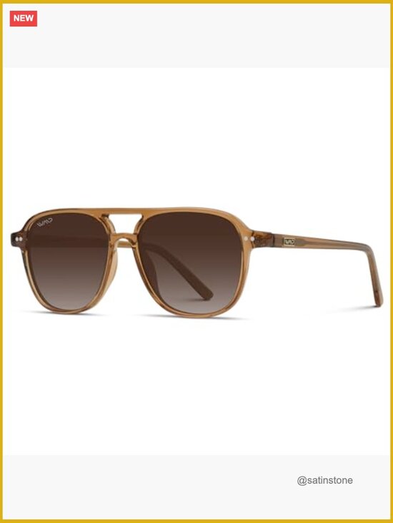 Polarized Aviator Sunglasses with Double Bridge, Crystal Copper Frame